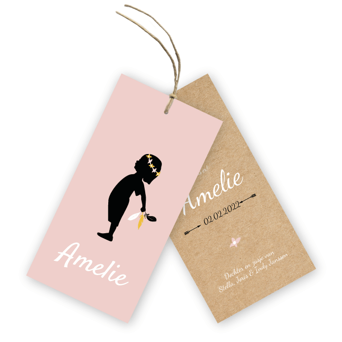 Geboortekaart-label-meisje-veertjes-Amelie