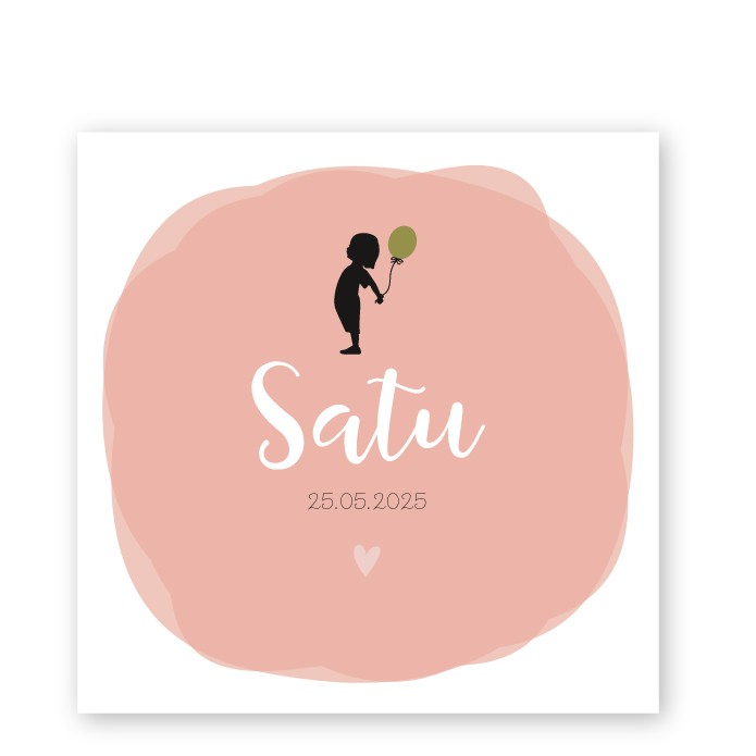 Geboortekaartje meisje met ballon Satu