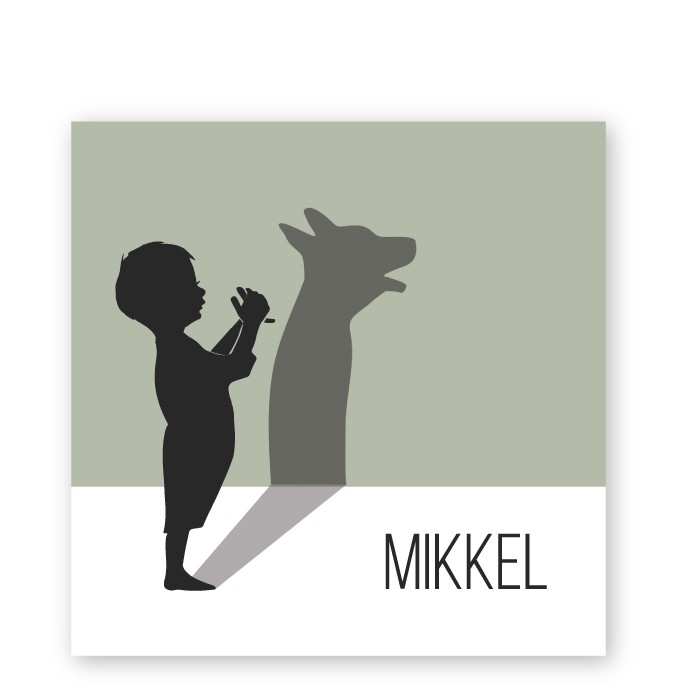 Geboortekaartje schaduw wolf Mikkel