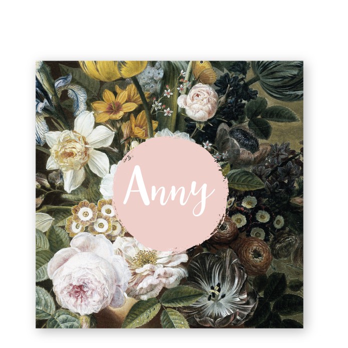 Geboortekaartje museum schilderij bloemen Anny