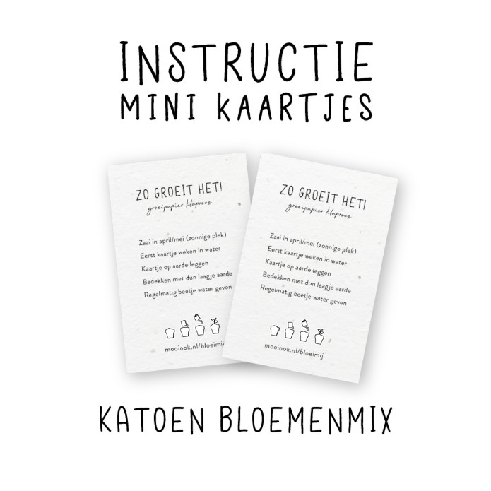 Groeipapier mini instructie kaartjes Bloemenmix