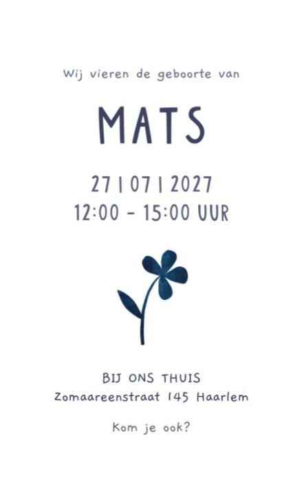 Mini Kraamkaartje Symbolen Blauw - Staand