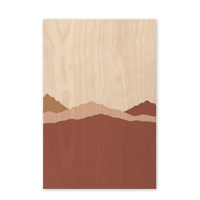 Poster hout bergen landschap roze