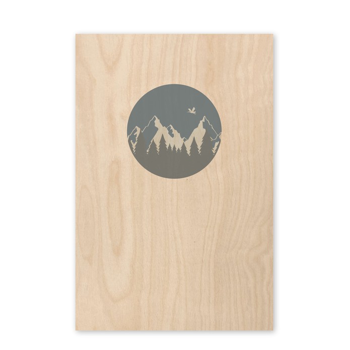 Poster hout landschap in banner blauw