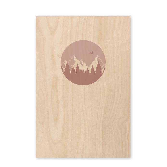 Poster hout landschap in banner roze