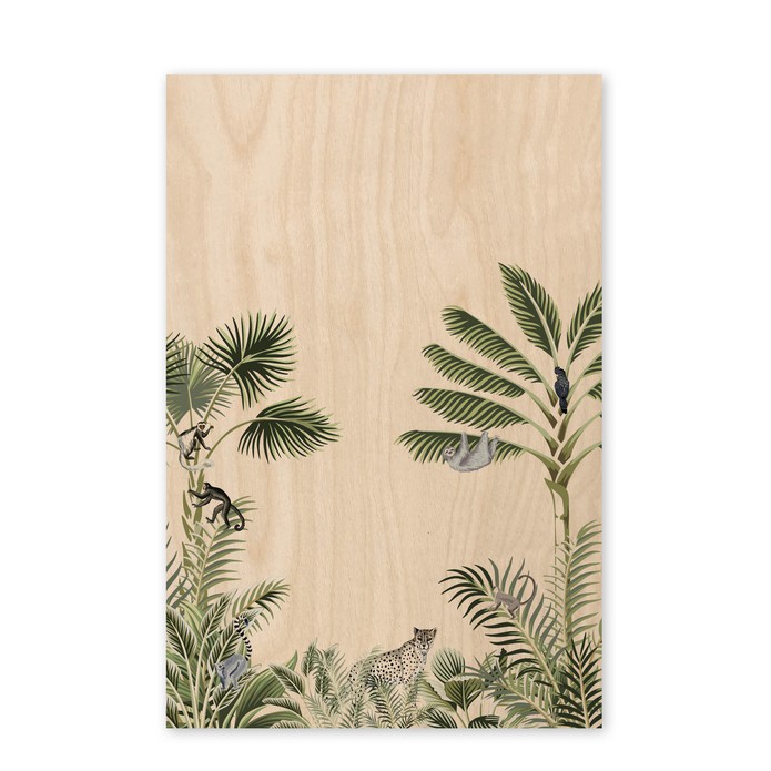 Poster hout jungle dieren