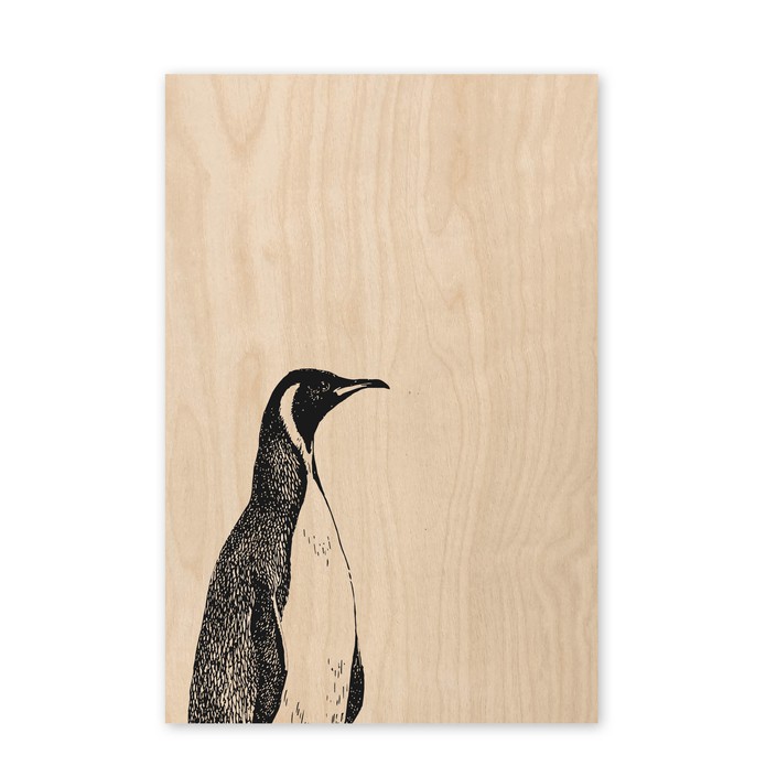 Poster hout getekende pinguin
