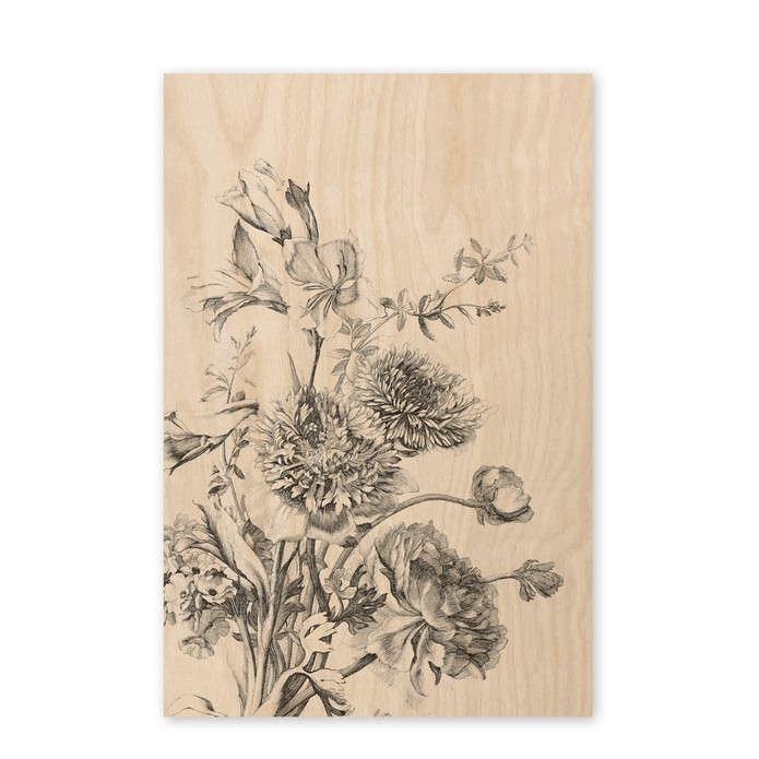 Poster hout RIJKS boeket met anemonen