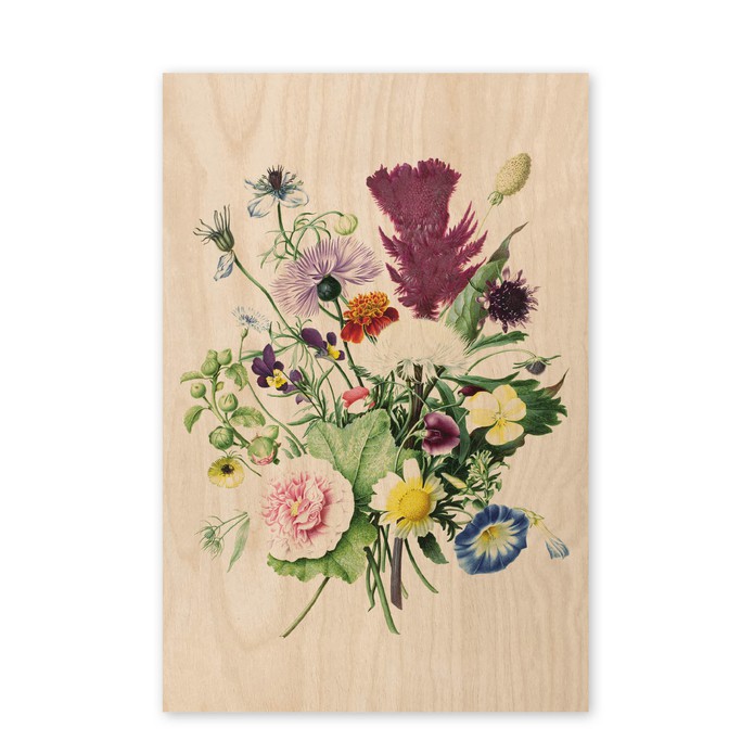 Poster hout RIJKS boeket bloemen