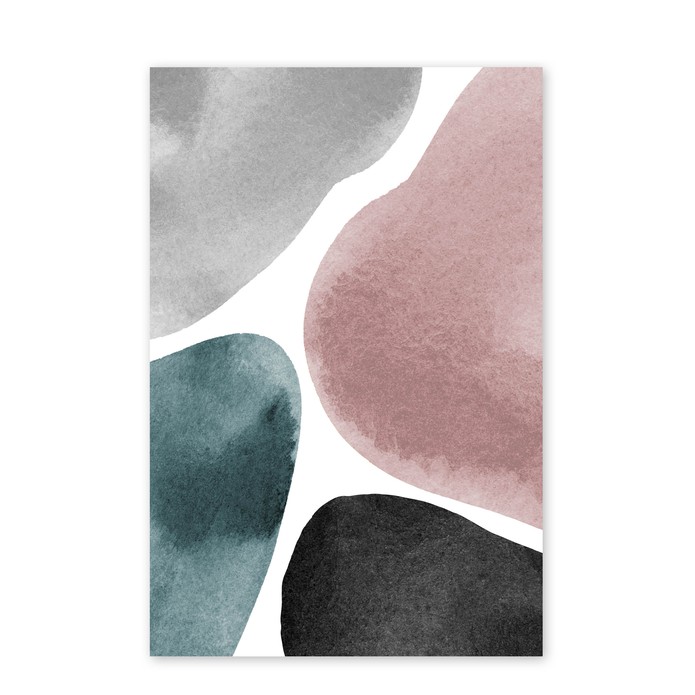 Poster vier waterverf vlakjes blauw