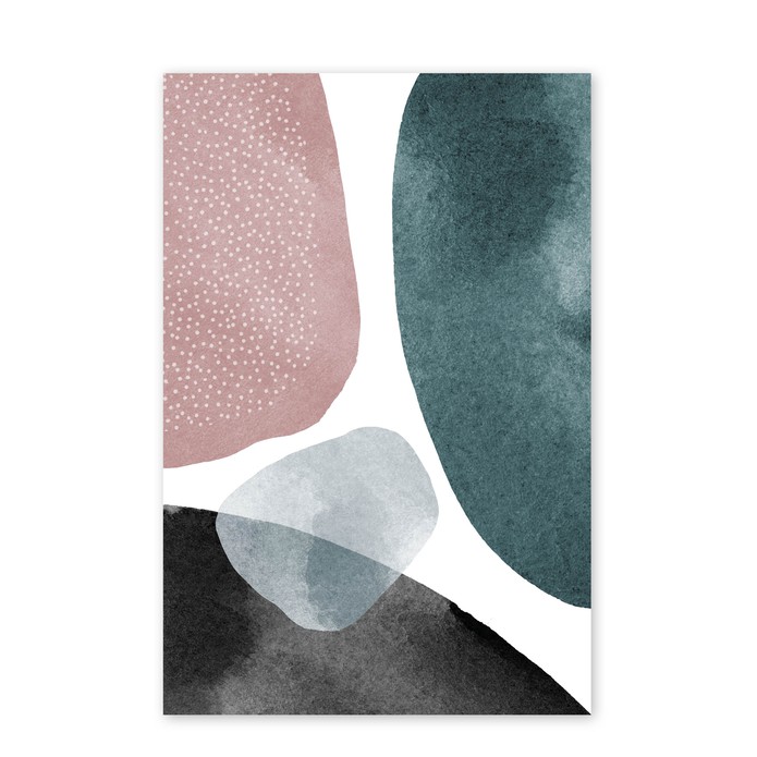 Poster vier waterverf vlakjes blauw