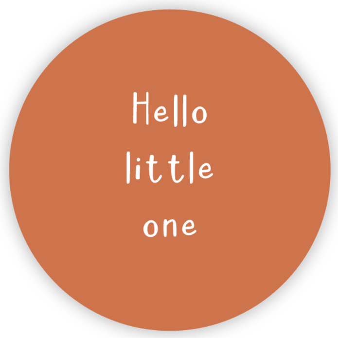 Sluitsticker Hello little one roest