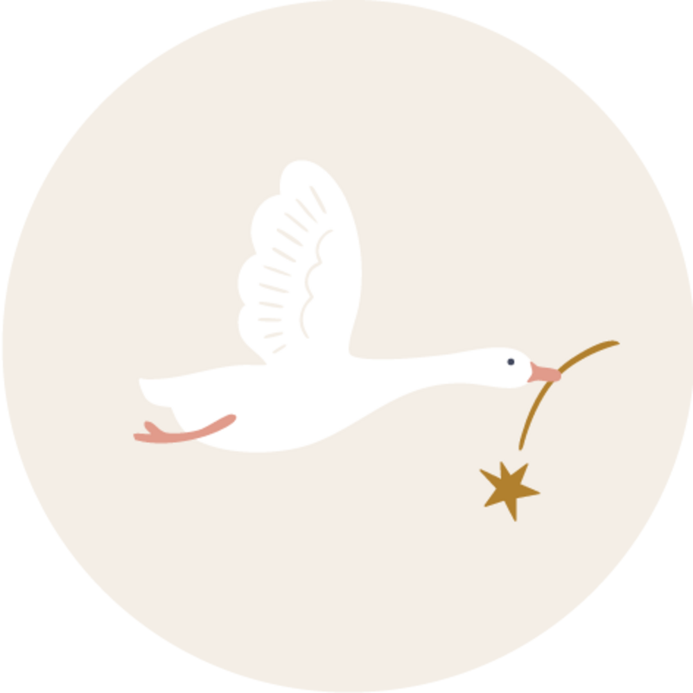 Sluitsticker vliegend gansje goud