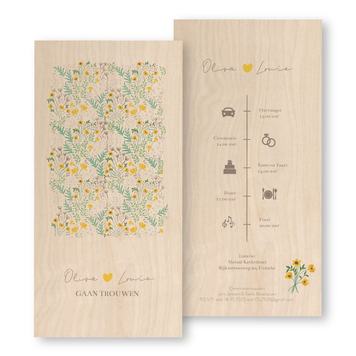 Trouwkaarten-hout-bloemetjes-patroon-10-x-20-cm