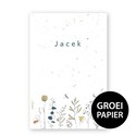 Geboortekaartje-groeipapier-getekende-bloemen-jacek
