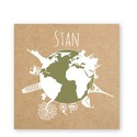 Geboortekaartje kraft karton look wereldbol - Stan