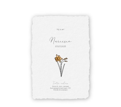 geboortekaartje-handgeschept-papier-geboortebloem-narcisco
