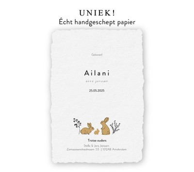 geboortekaartje-handgeschept-papier-getekend-konijntje-ailani
