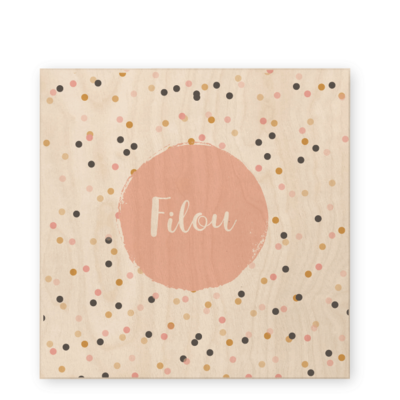 geboortekaartje-roze-gele-stipjes-filou-hout