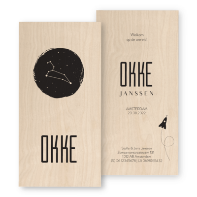 geboortekaartjes-echt-hout-sterrenbeeld-okke