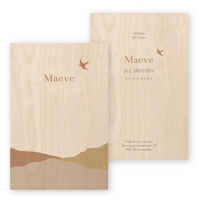 Geboortekaartjes-hout-bergen-maeve