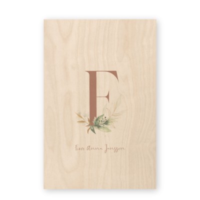 geboortekaartjes-waterverf-letter-fiore-houten