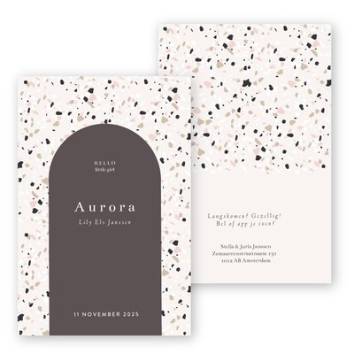 geboortekaartje-terrazzo-patroon-aurora-rechthoek