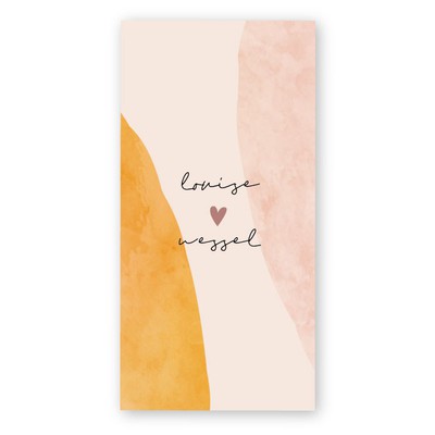 Trouwkaart-waterverf-roze-oranje-10-x-20-cm